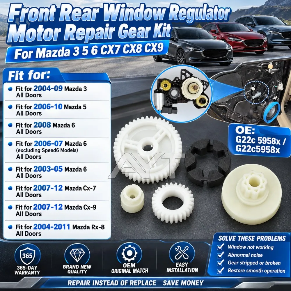 6PCS For Mazda 3 5 6 CX7 CX8 CX9 RX-8 Front Rear Window Regulator Motor Repair Gear Kit G22c5958x Car Accessories