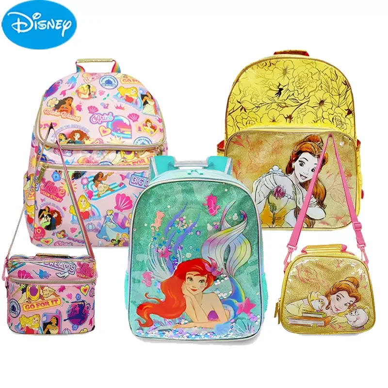 Spot Disney Cinderella Sleeping Bell Beauty Mermaid Elementary School 1-2 Grades Large Capacity Backpack Shoulder Bag Girl Gift