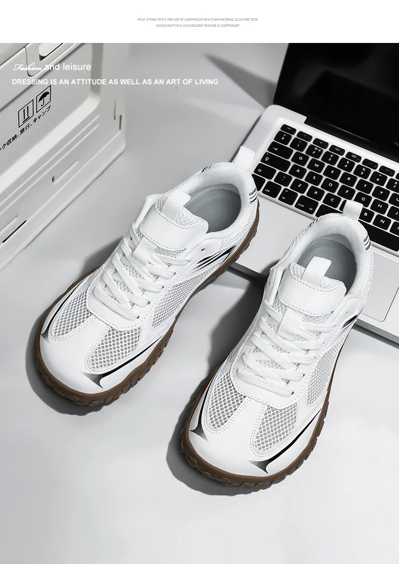 Women's Lightweight Breathable Mesh Hiking Trainers White_voghion.com