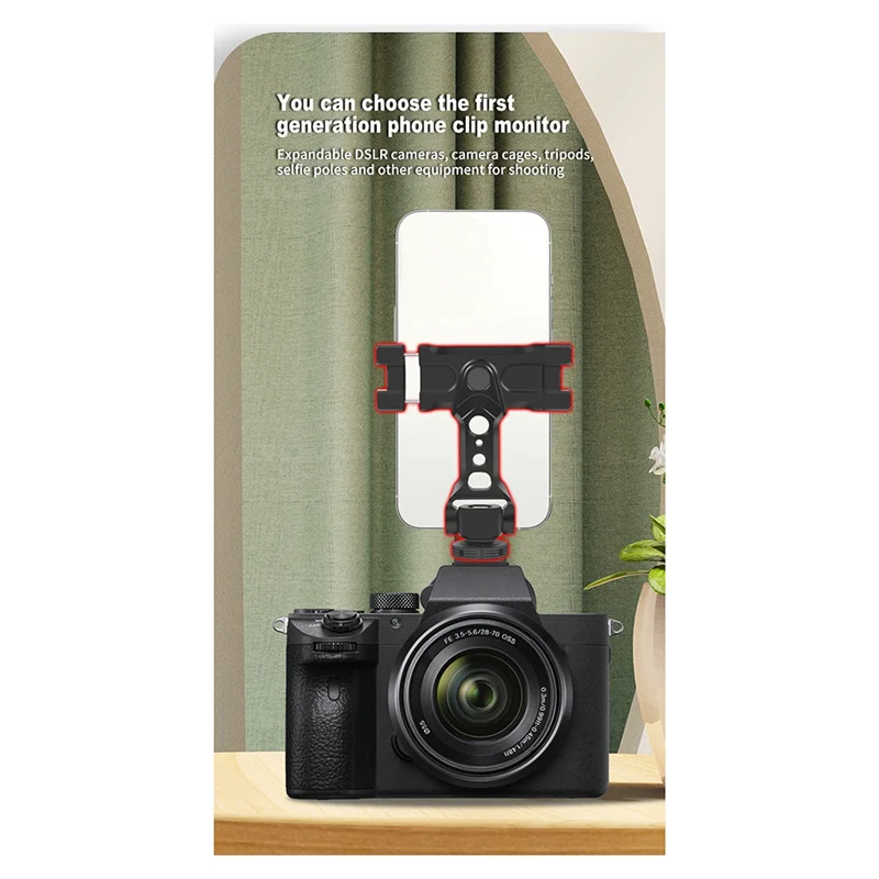 FULL-1Set Multifunctional Cold Boot Mouth Rotating Phone Clip Live Monitor Phone Holder Black