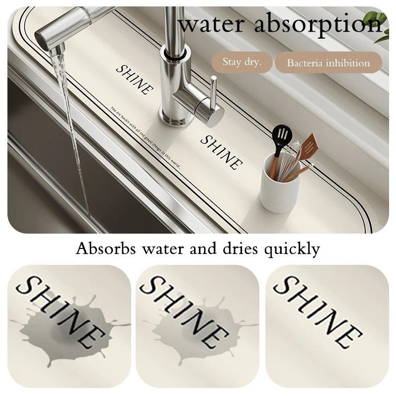 Super Absorbent Diotomite Sink Faucet Drain Pad Kitchen Table Mat Non-slip Anti-mildew Toilet Mat Countertop Dining