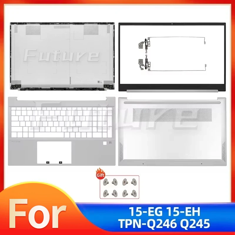 

New Case For Pavilion 15 15-EG 15-EH 15Z-EH TPN-Q245/Q246 LCD Back Cover/Front Bezel/Palmrest/Bottom Case/Hinges Silver