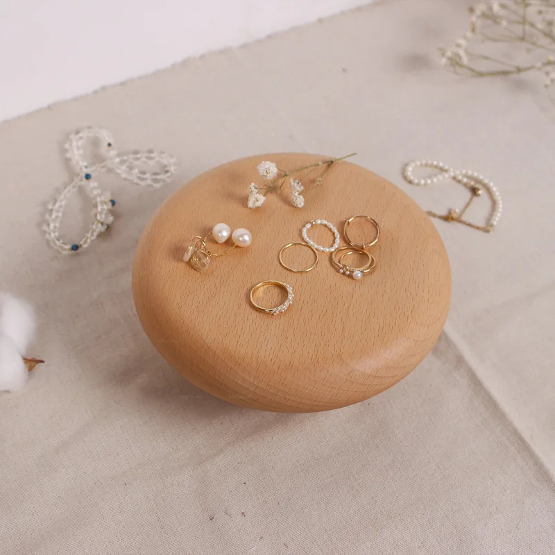 YJQ household jewelry plate solid wood mushroom round stool creative handicrafts home decoration view 4