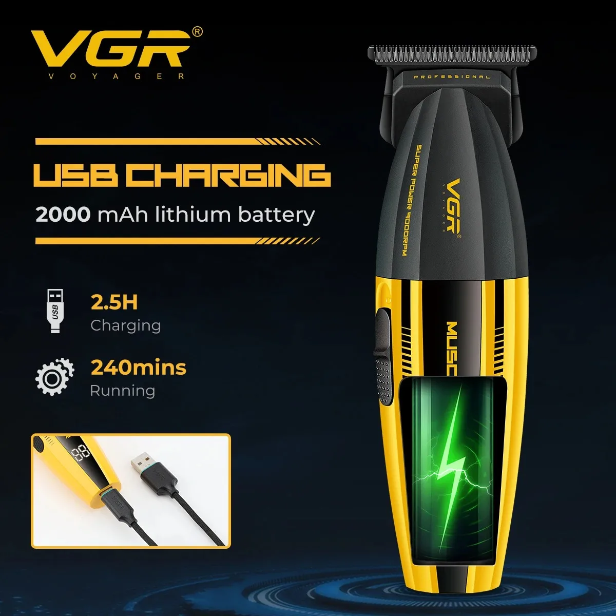 VGR Hair Trimmer Professional Hair Clippers Electric Trimmer Adjustable Hair Cut Machine Metal Clippers and Trimmers Set V-285 image 5