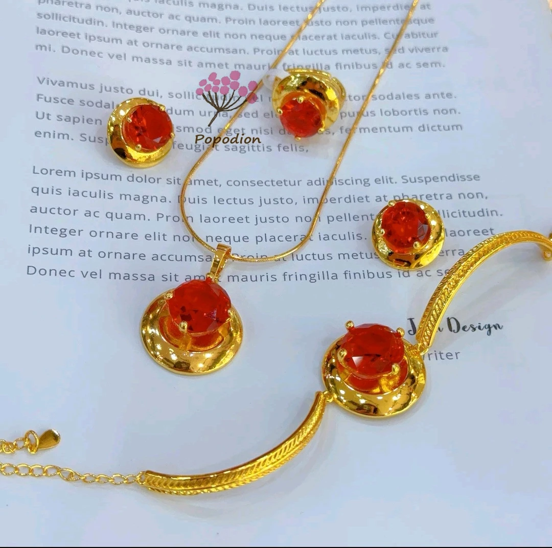 

New Dubai Gold Plated Necklace Earrings Rings Bracelets for Women's Wedding Party Jewelry Set DD10515