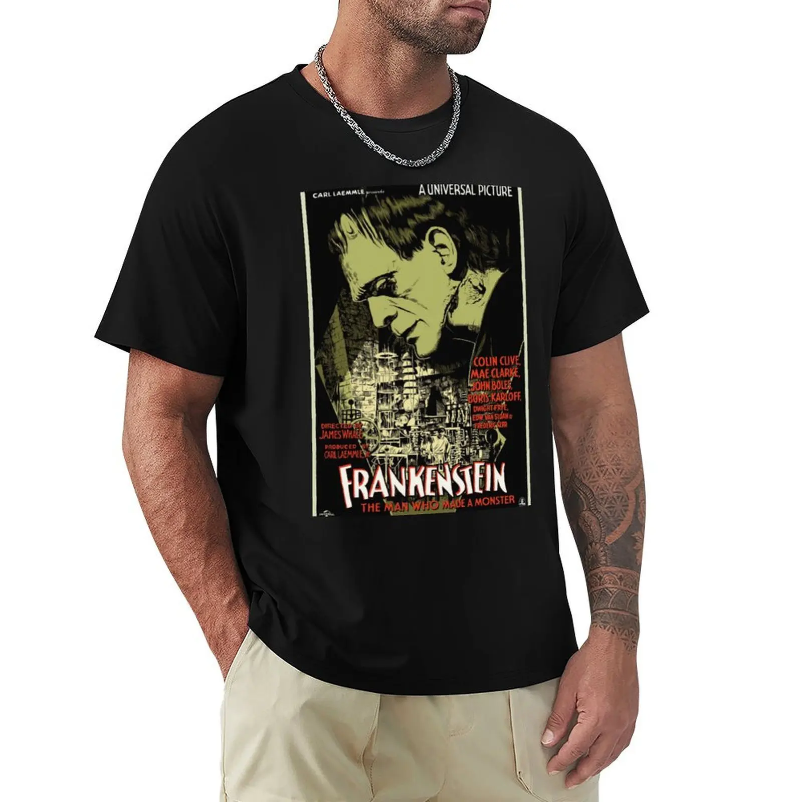 

Frankenstein The Man who made a Monster T-Shirt quick drying T-shirts man clothes boys whites mens graphic t-shirts funny