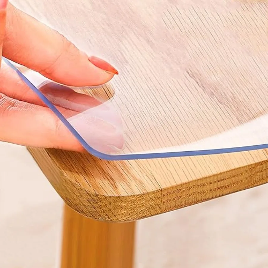 

Clear PVC Desk Pad Crystal Rectangle Waterproof Wipeable Writing Desk Cover Protector Vinyl Non-Slip Desk Blotter Mat for Offic