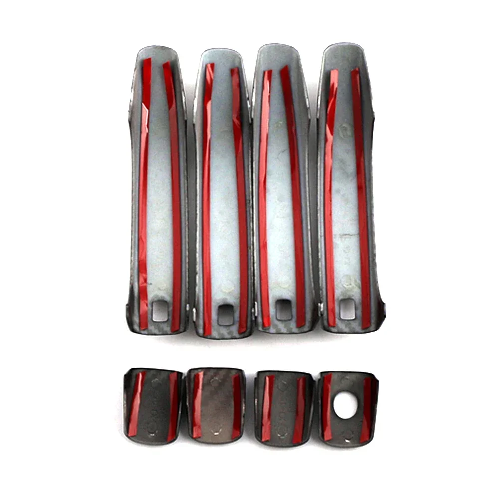 For Audi Q3 Q5 A4 B8 2009 2015 Accessories Car Exterior Chrome Refit Carbon Door Handle Cover Trim Garnish Sticker Anti Scratch