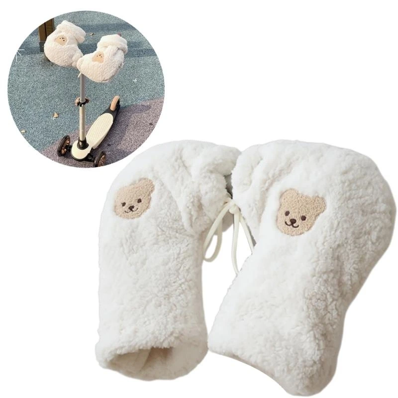 

M76C ветрозащитный детский самокат, муфта для рук, теплые перчатки с вышивкой медведя, стильные перчатки с рисунком медведя для