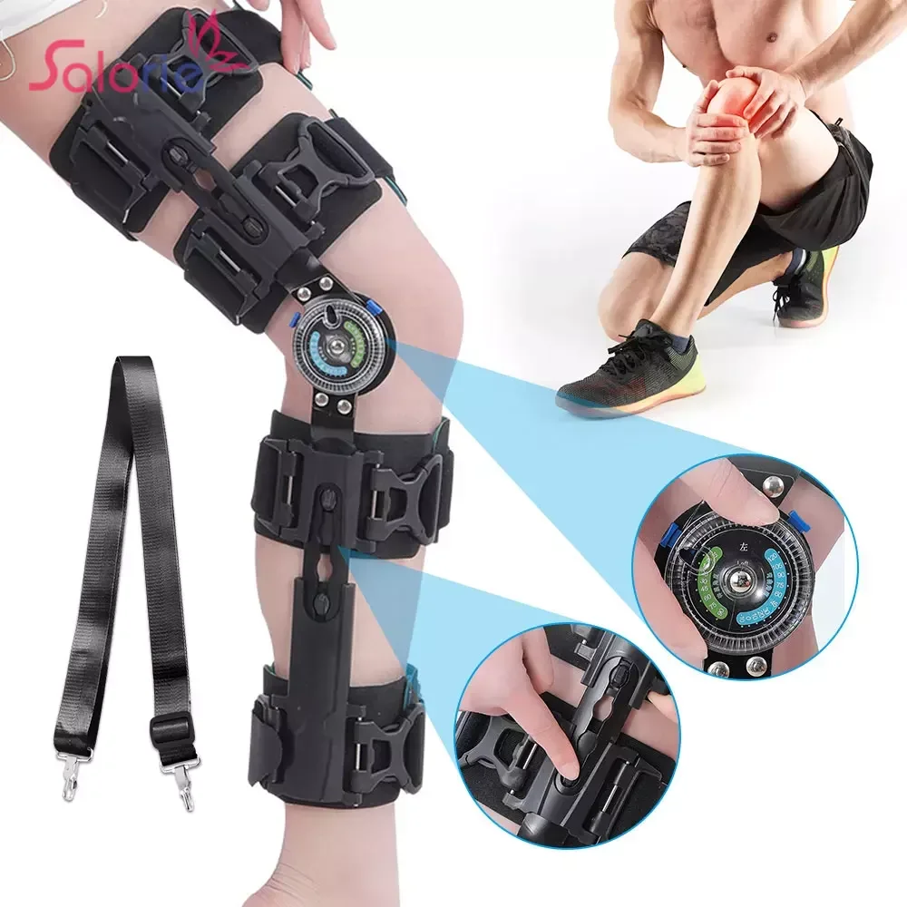 Adjustable Hinged Knee Leg Brace Orthosis Stabilizer Surgery Recovery Leg Injury Arthritis Relief Joint Pain Orthopedic Support