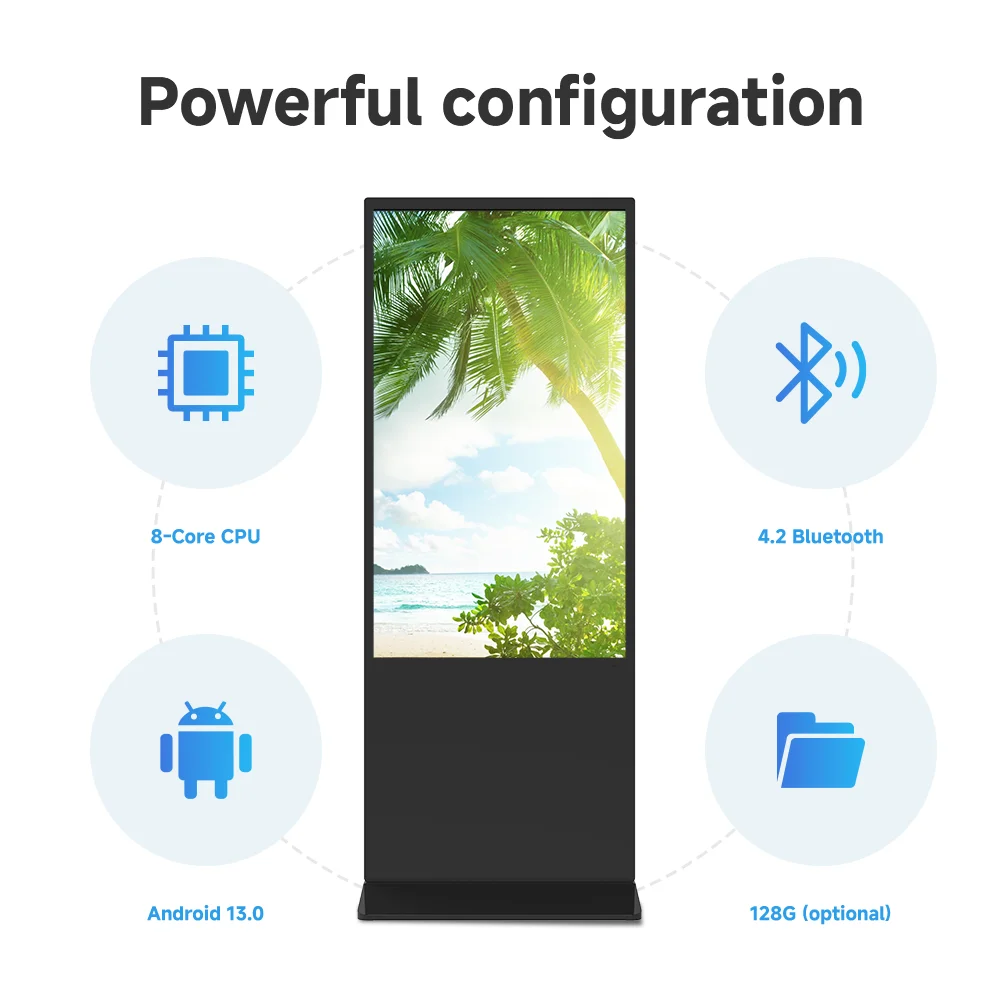 43 inch digitale signage spelers met touchscreen voor binnengebruik, staande smartboard kiosk LED reclame scherm
