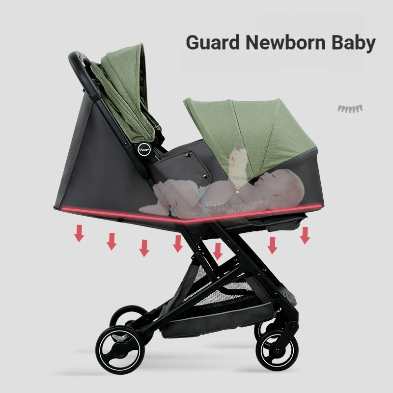 

Lightweight Travel Stroller for Newborn to Toddler, One-Hand Fold, Lie-Flat Seat, Airplane Cabin Approved, UPF50+ Canopy ,Green