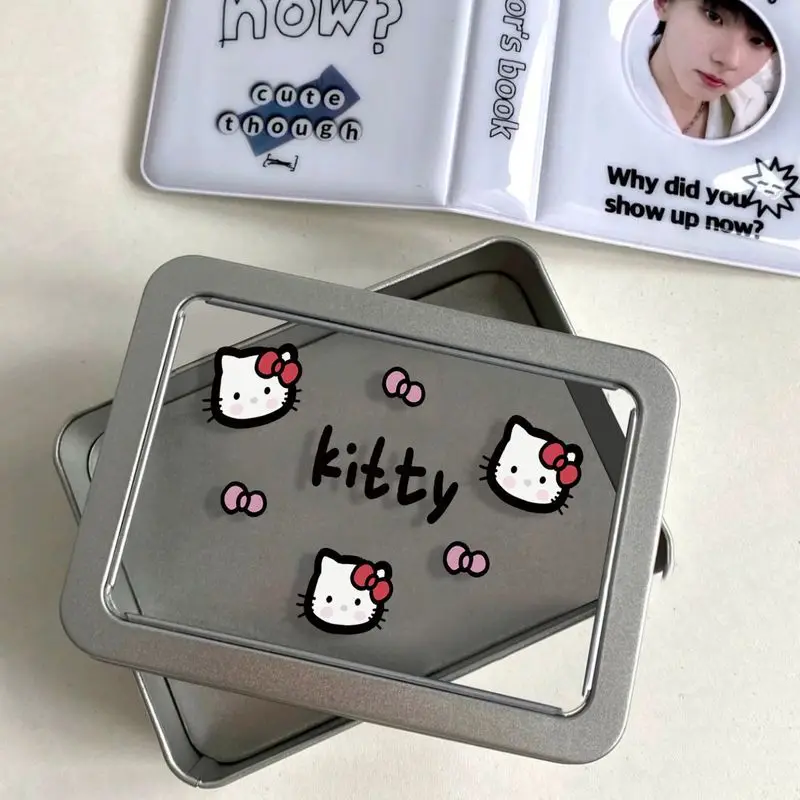 MINISO Box Hello Kitty Anime Peripheral Simplicity Storage Waterproof Iron Box Cartoon Printing Practical Delicate Cute Mini