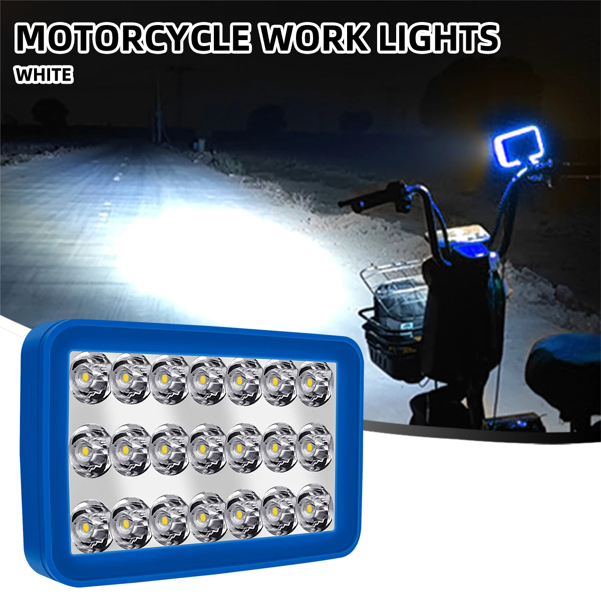 21 LED Super Bright Motorcycle Headlight Motor Auxiliary Lamp 6000K White Motorbike Scooter Front Worklight Fog Lamp Spot Light