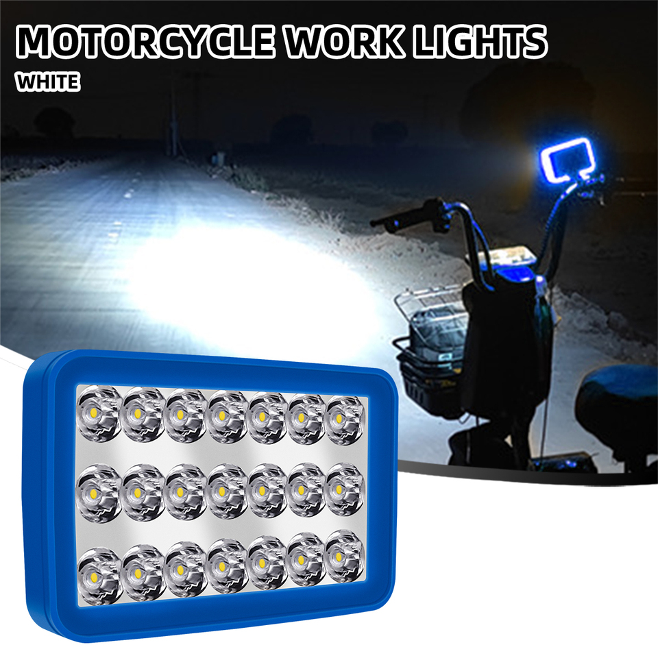  21 LED Super Bright Motorcycle Headlight Motor Auxiliary Lamp 6000K White Motorbike Scooter Front Worklight Fog Lamp Spot Light 