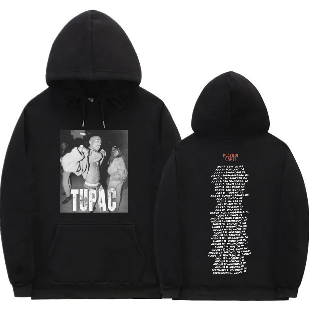 

Regular Awesome Hip Hop Men Women Fashion Tupac 2pac Double-sided Print Hoodie Rapper Playboi Carti Letter Logo Hoodies Clothing