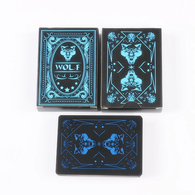 Wolf Dog Black blue playing cards board games PVC child kids toys Waterproof Children toy White deck card game set collect Gift