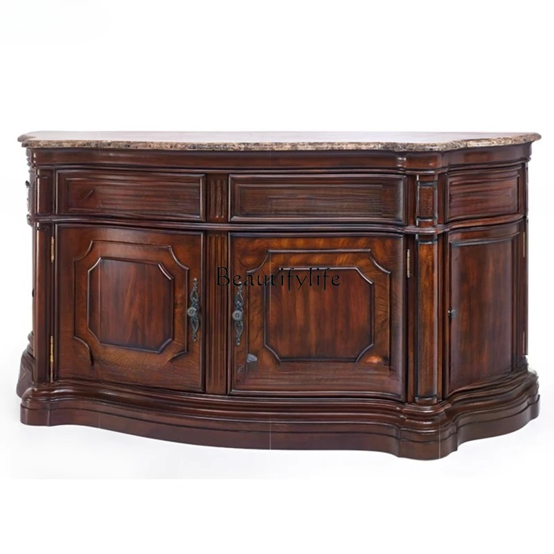 

American side cupboard porch foyer storage corridor cabinet semi-round against the wall European solid wood marble surface