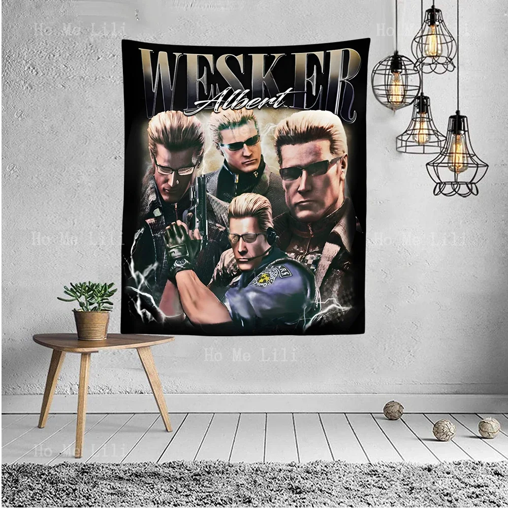 Albert Wesker Movie Homage Retro Graphic Tapestry Wall Hanging For Bedroom Living Room Modern Fashion Design Tapestries