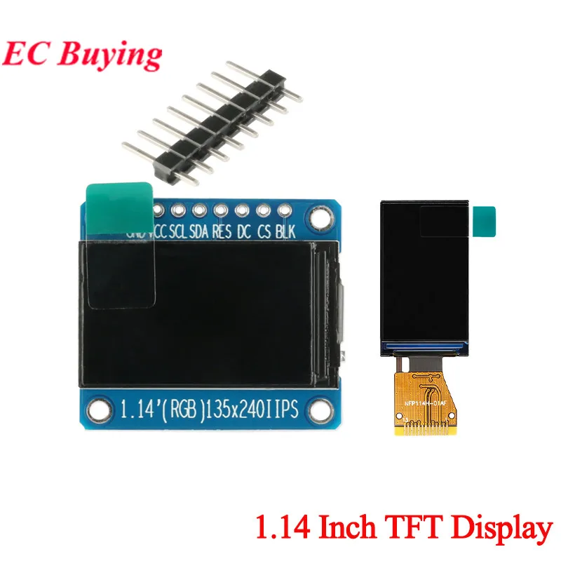 

1.14 Inch IPS OLED Display Module Bare LCD Screen 135*240 RGB TFT for Arduino ST7789 LCD Board SPI Full Color HD OLED 8pin DIY