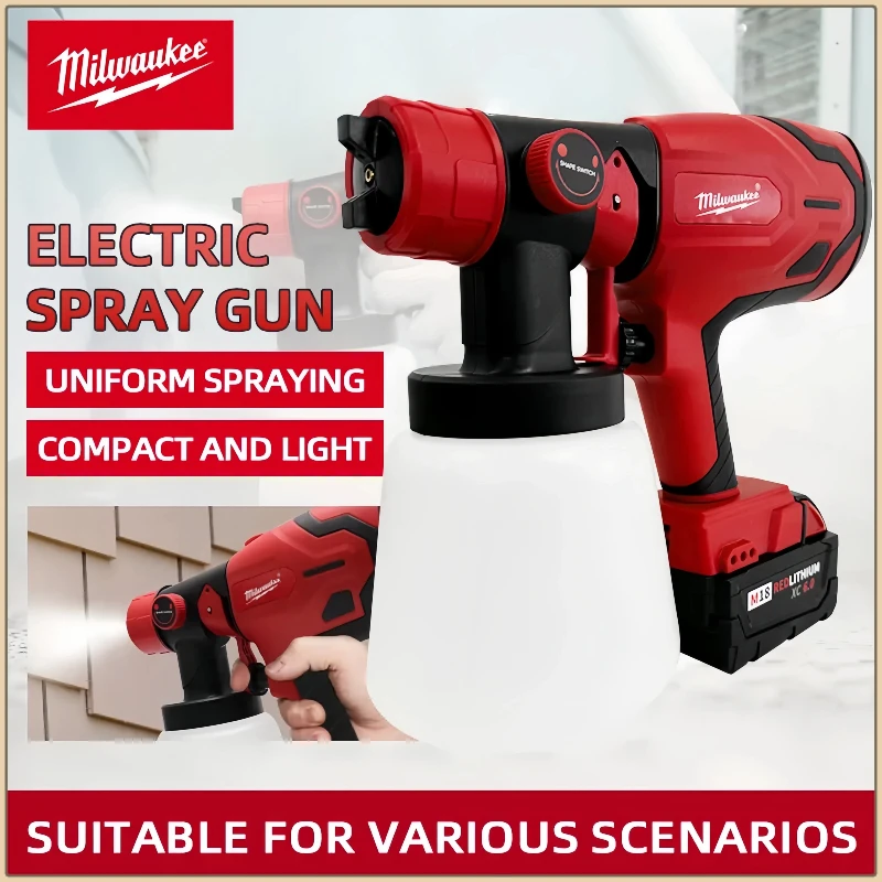 Milwaukee 800ML Tank 39000 RPM Brushless Motor Auto Furniture Wall Car Sprayer 600W Paint Spray Gun For Milwaukee 18V Battery