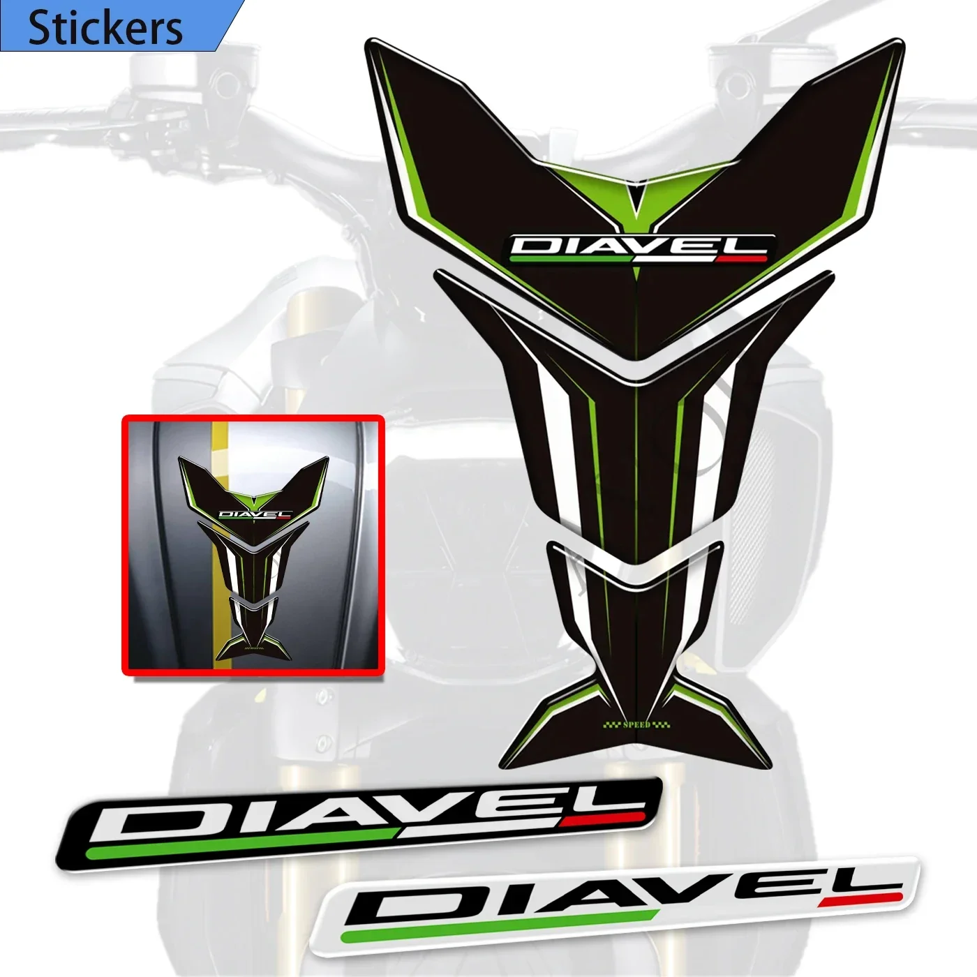 For Ducati Diavel S 1260S V2 V4 Motorcycle Stickers Tank Pad Knee Kit Gas Fuel Oil Protection Fairing Emblem Logo Fender