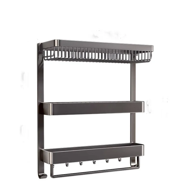

Bathroom rack non-punching space aluminum three-layer height folding
