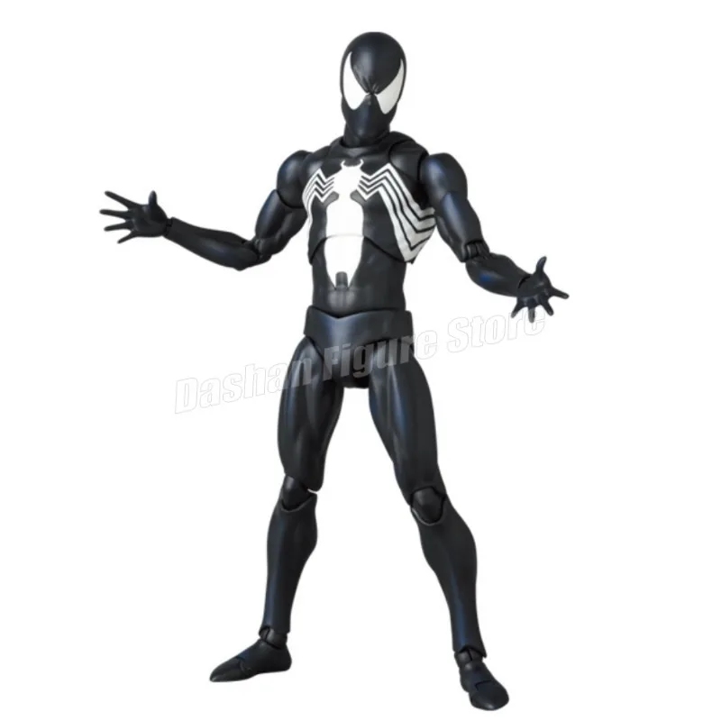 Mafex 147 Black Spider Man Action Figure PVC Collection Decoration Maf Venom Peter Parker Movable Figurine Model Toys for Gifts