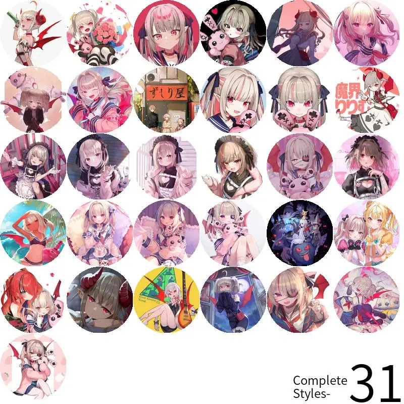 Makaino Ririmu vtuber Anime Character Soft Button Badge Brooch anchor Peripherals Pin 58mm 75mm Creative Pupil FandomFashion