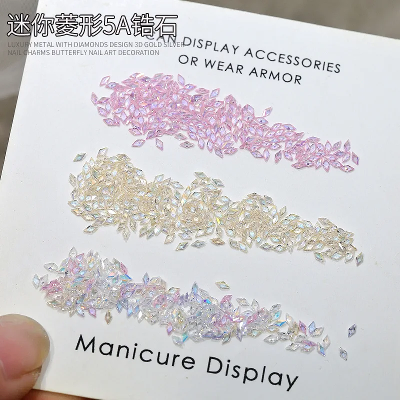 50PCS Sparkle Mini Rhombus Zircon Pink White Colorful Chamfered Diamonds Nail Art Rhinestones Decorations Manicure Ornaments