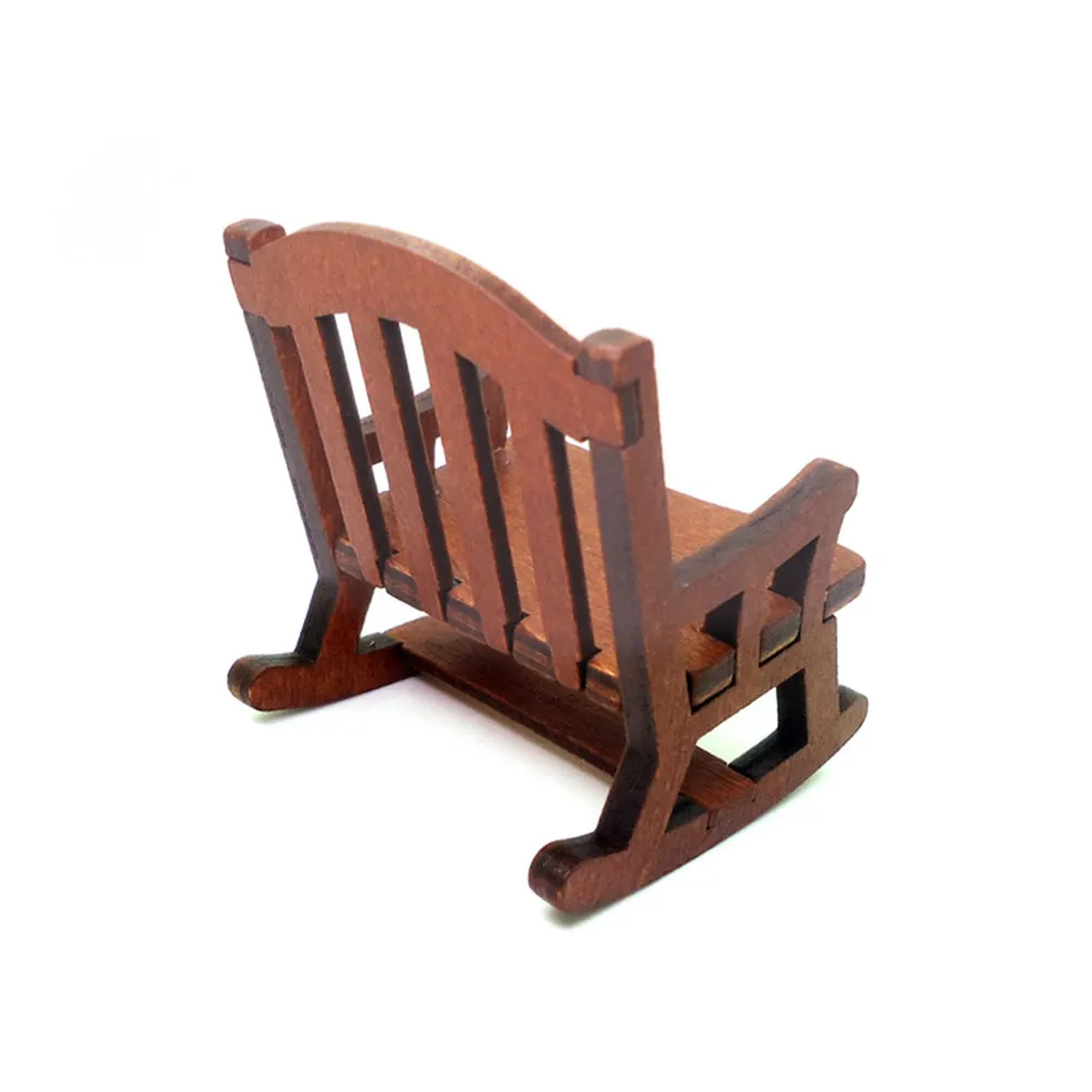 

1Pcs Mini Wooden Retro Chair Chic Mini House Furniture Decorative Rocking Chair Miniature Home Hotel Scene Accessory