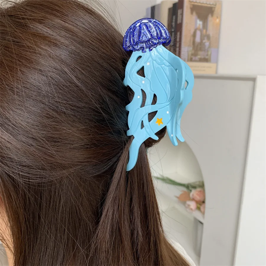 

Marine Life Series Blue Grab Clip Acetic Acid Splicing Hair Grab Shark Clip Octopus Seahorse Conch Shaped Hair Grab For Women