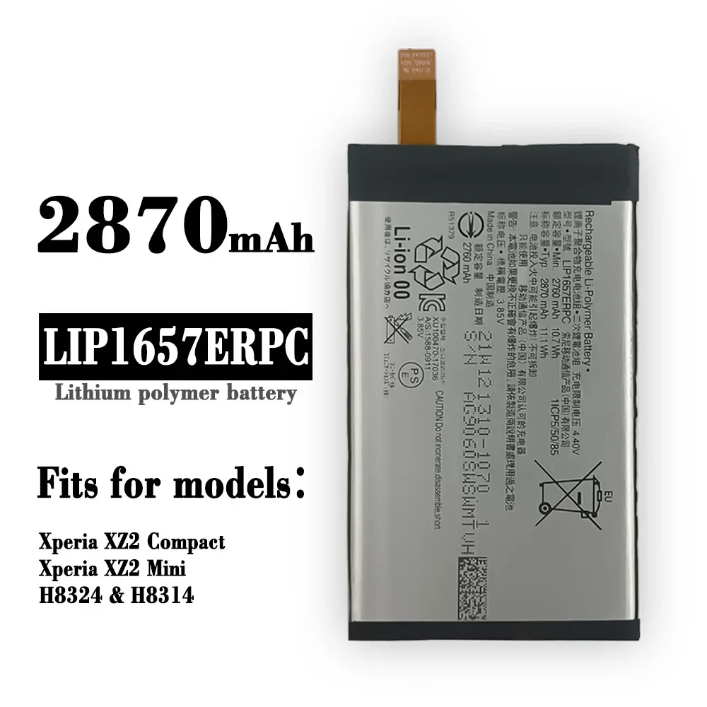 

2870mAh New High Quality LIP1657ERPC Battery For Sony Xperia XZ2 Compact XZ2 Mini H8324 H8314 Replacement Lithium Battery