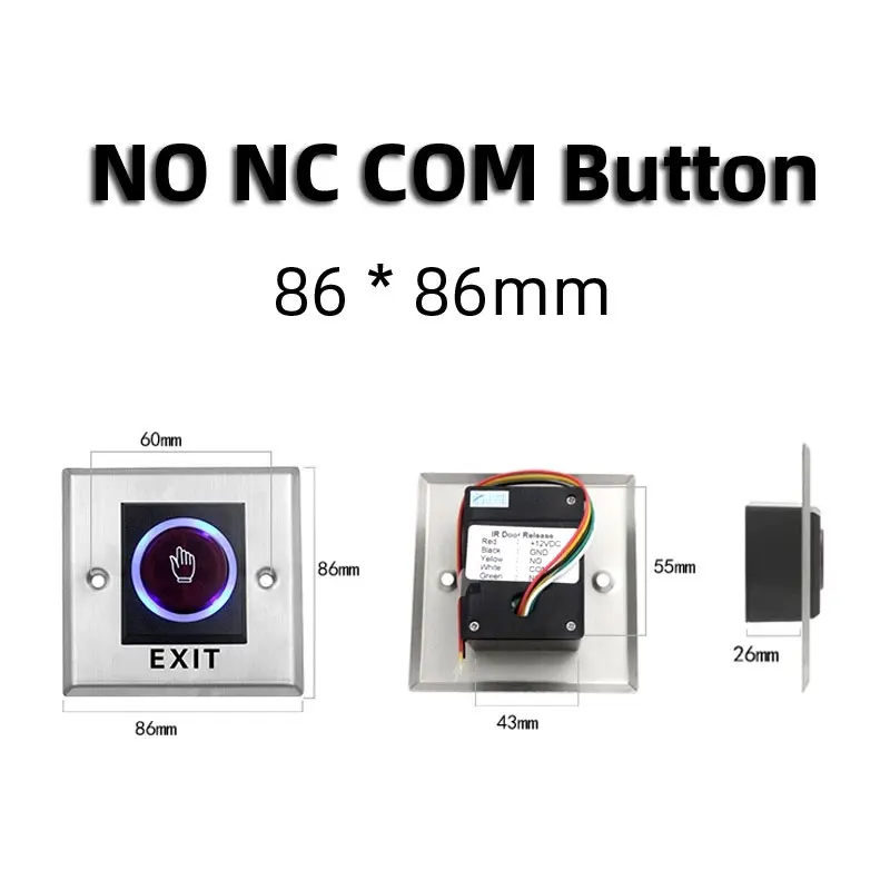 Access Button Door Exit Push Switch No Touch Release Gate Opener Door Access Control System Entry Open Touch