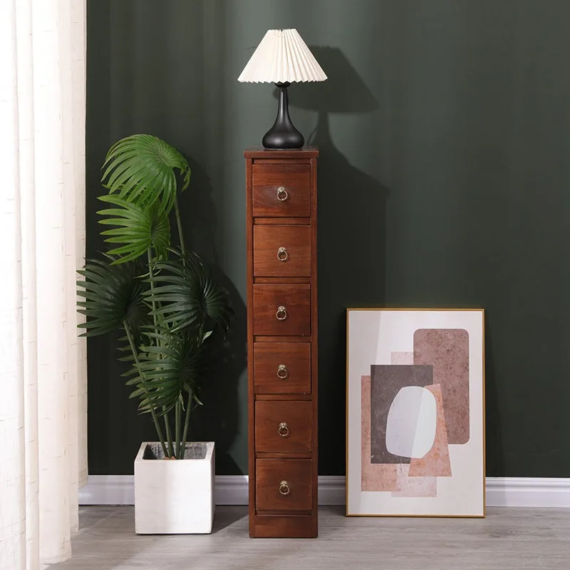 20Cm solid wood corner cabinet porch rack living room storage edge corner drawer narrow chest cabinet sub-clip gap decoration