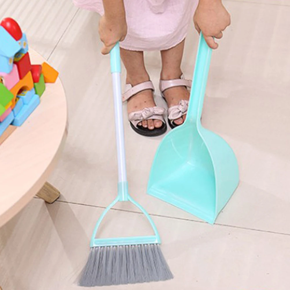 

Childrens Mini Broom with Dustpan Set Mint Green Educational Cleaning Tool for Pretend Play Parent Child Bonding Activity