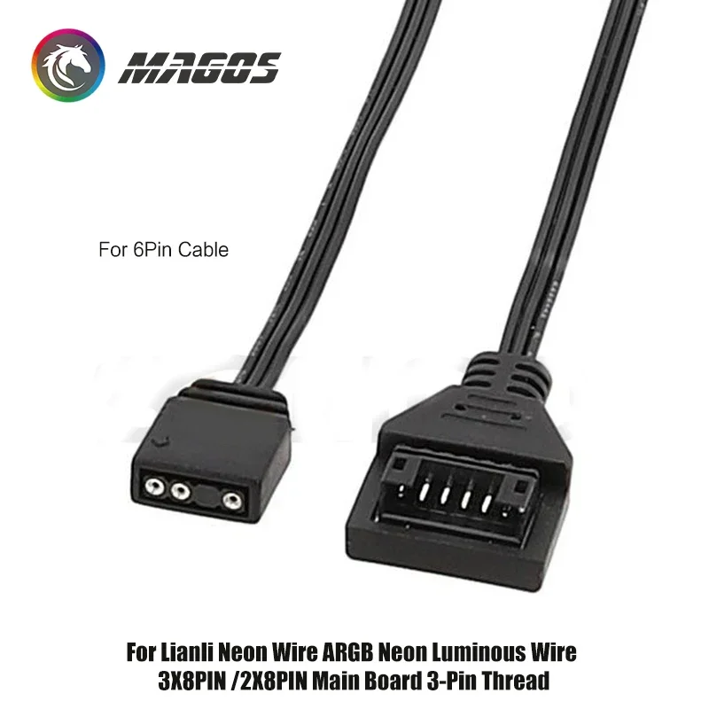 Kabel do płyty głównej 5V ARGB AURA SYNC, opcjonalnie 6-pinowy lub 8-pinowy, do kabli serii Lian Li Strimer Plus V1 V2. — zdjęcie produktu 5