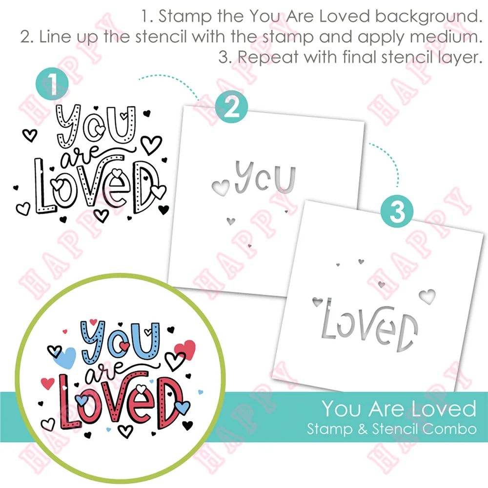 

Layering Stencil You Are Loved Stamp And Stencil Combo Scrapbook Painting Album Decoration Embossing Diy Paper Craft Fairy Mould