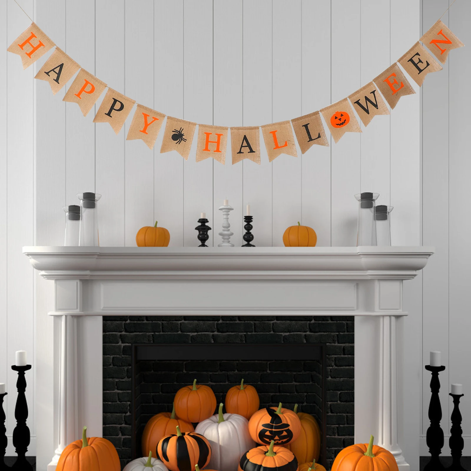 

Halloween Banner Decorations Jute Backdrop Pumpkin nament Party Layout Prop Supply H Halloween Decorative Flag made