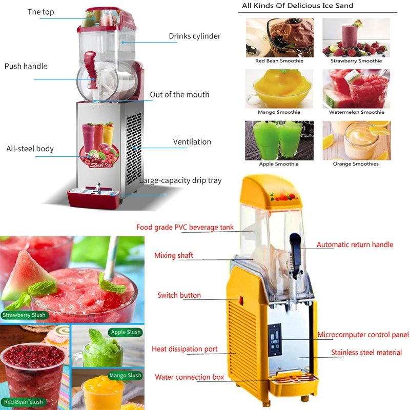 1/2/3/4 Tanks Commercial Ice-Cool Juice Smoothie Slush Maker Frozen Beverage Cold Drink Dispenser Vending Machine For Home