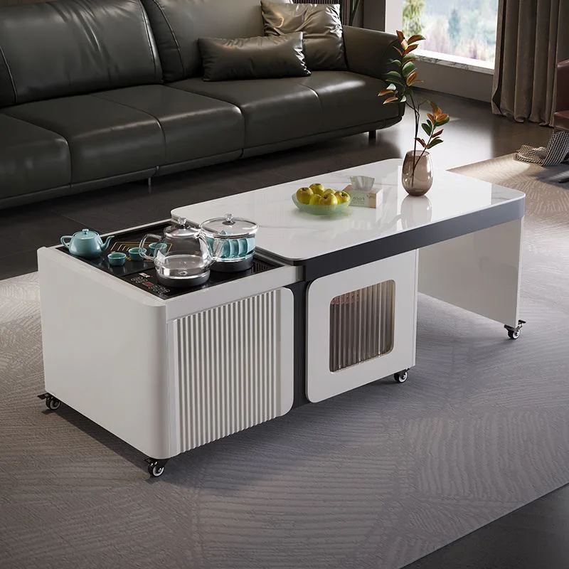 

Kung Fu tea table household tea modern simple living room advanced lifting coffee table movable rock slab multi-functional table