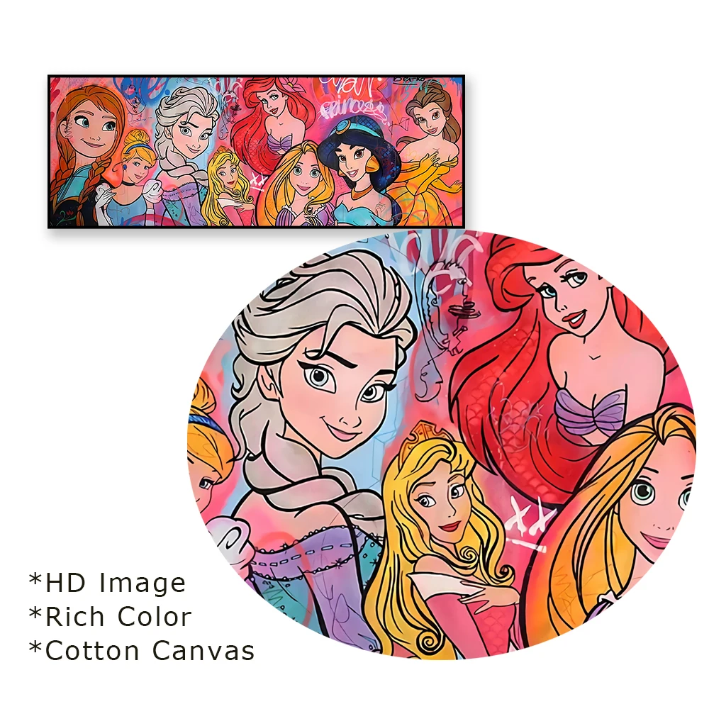 جميع ملصقات ومطبوعات الأميرات ، لوحة قماشية ، فن جداري ، ديكور منزلي ، غرفة معيشة ، أطفال #5