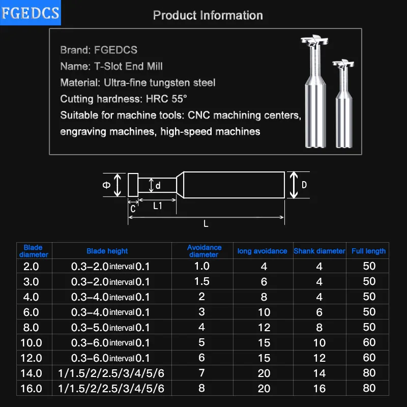 카바이드 T 슬롯 밀링 커터 텅스텐 스틸 엔드 밀 CNC 커터 도구, 금속 알루미늄 구리 2mm 3mm 4mm 5mm 6mm 8mm 0.3H4H