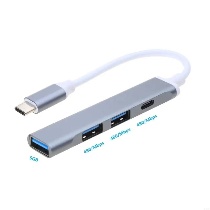 4-портовый USB-концентратор из алюминиевого сплава с адаптером 2USB2.0 1USB3.0 TypeC поддерживает тип C и USB-устройства