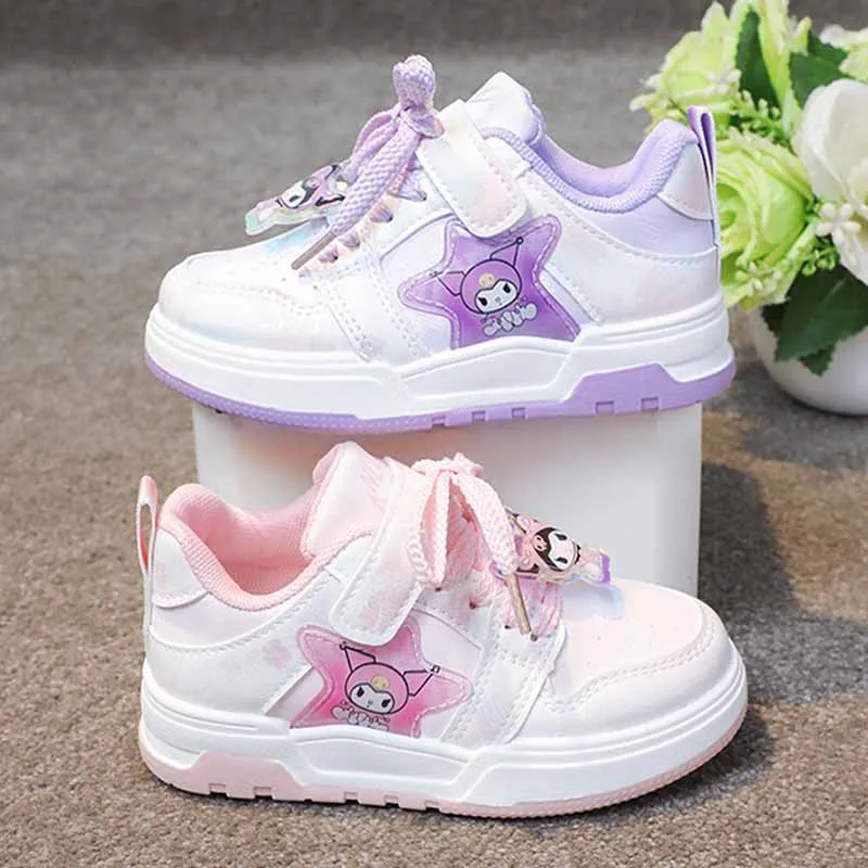 Sanrio Girls's Cute Cartoon Kuromi Sports Shoes 2024 New Product High Top Soft Sole Casual Sneakers Boys' Anti Slip Running Shoe