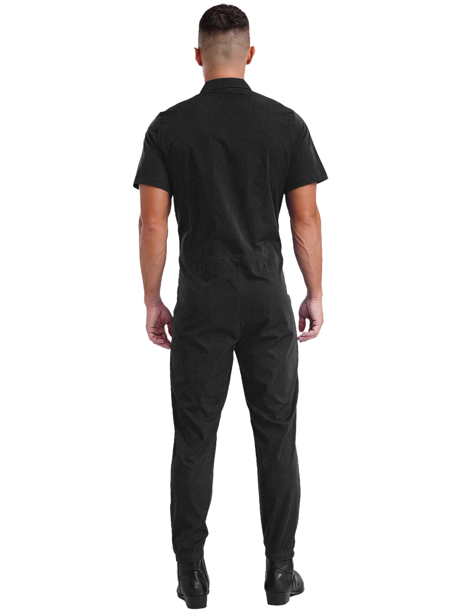 Macacão de trabalho masculino de manga curta com zíper frontal resistente macacão mecânico macacão de fábrica macacão de trabalho