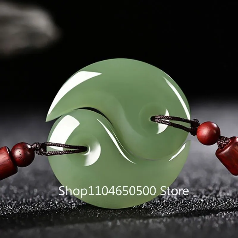 

Hetian Jade Taiji Bagua Pendant Pisces Amulet Necklace for Men Women Couples