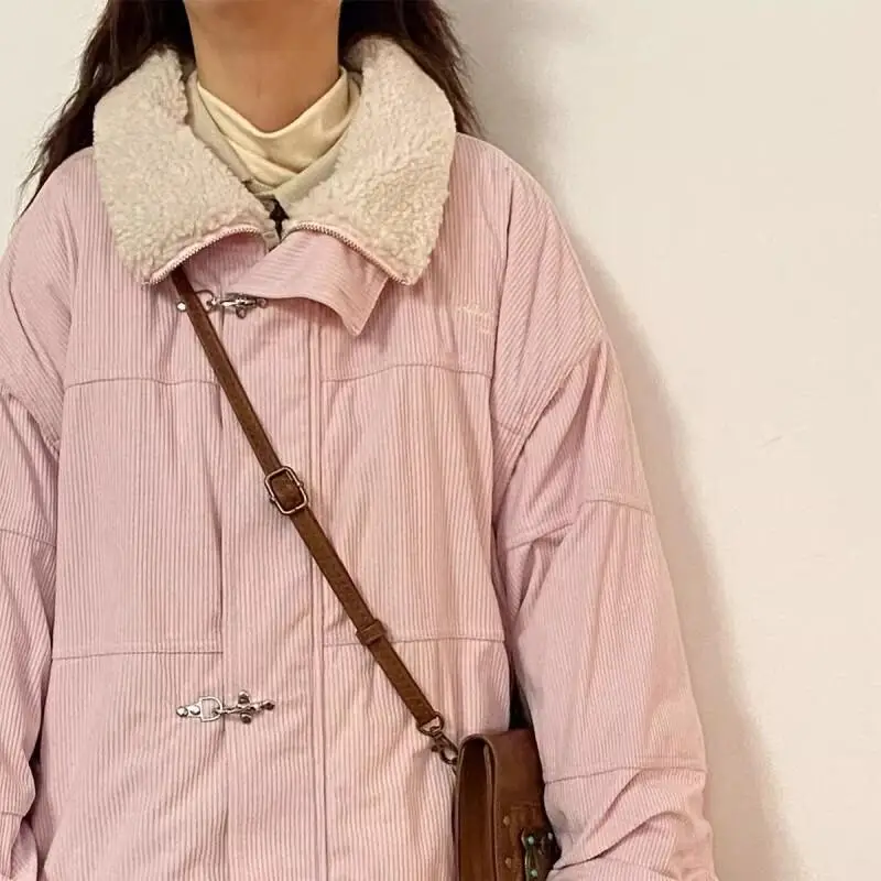 

Women's Coat winter autumn Jacket Outerwear Warm Fleece Lined Sherpa American Retro Streetwear Preppy Purple Quilted Padded Coat