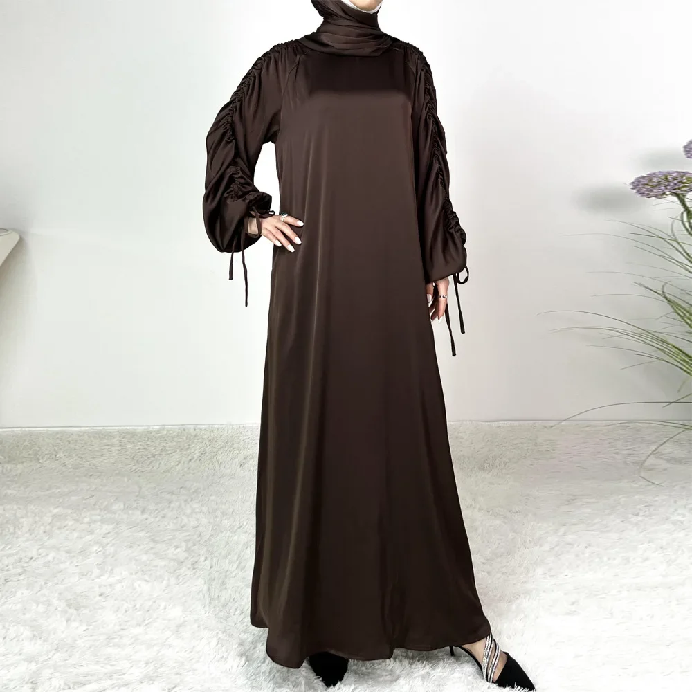 Dubaï luxe Abaya pour les femmes musulman Satin Maxi Robe Eid Djellaba Ramadan Islam vêtements turquie caftan Robe Caftan Marocain Robe