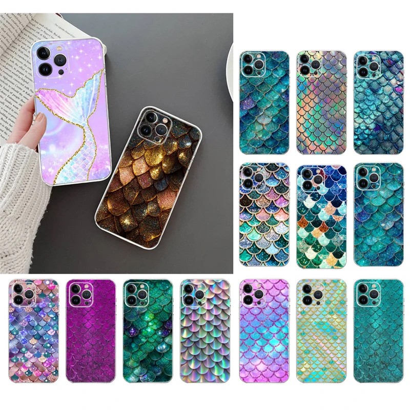 Mermaid scales Fish Scale Phone Case For iphone 16 15 14 Pro Max 16 15 14 13 12 Pro 15Plus iphone 11